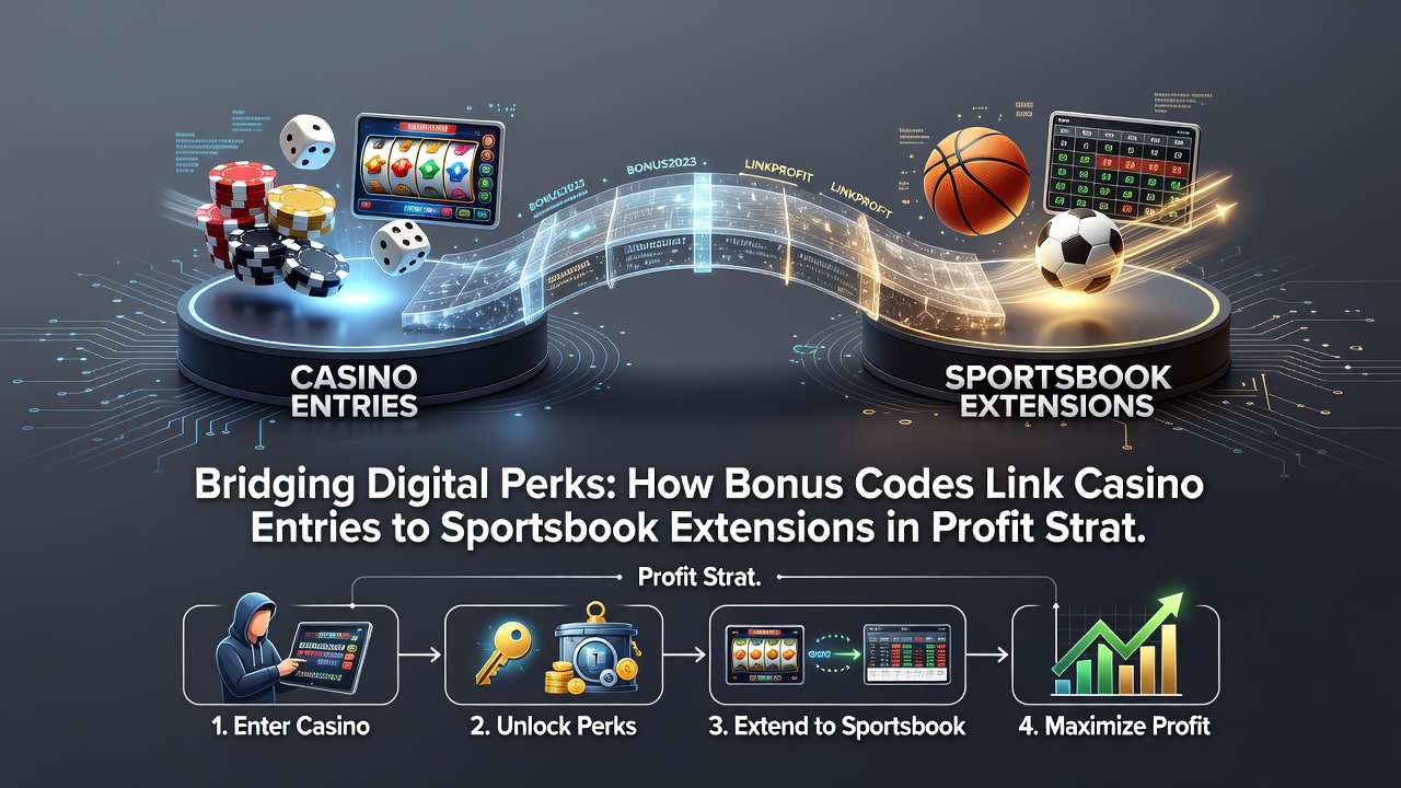 Diagram of bonus code workflow from casino entries flowing into sportsbook extensions with layered profit pathways