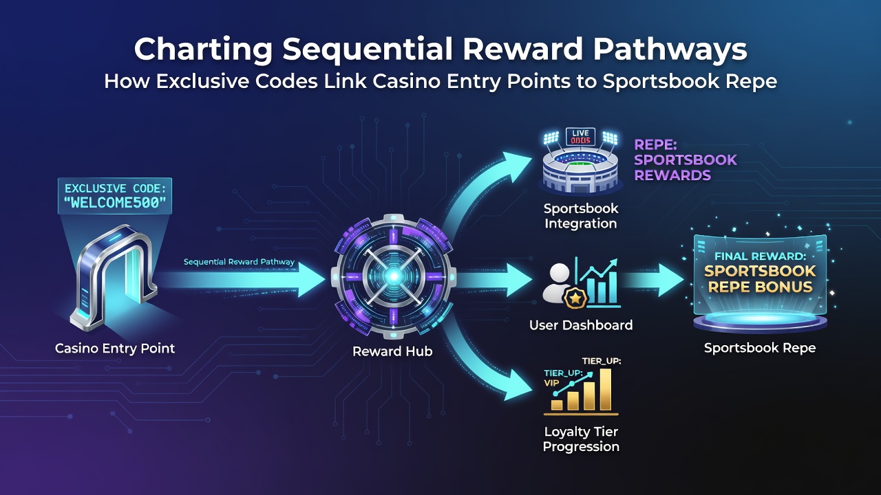 Flowchart illustrating how exclusive codes connect casino bonuses to ongoing sportsbook repeat offers