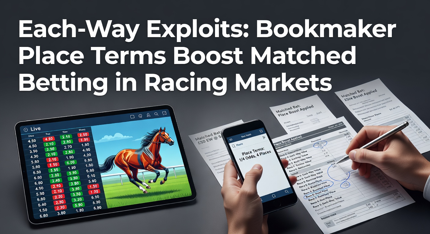 Horse racing track with punters checking odds boards under bright lights, highlighting each-way betting action