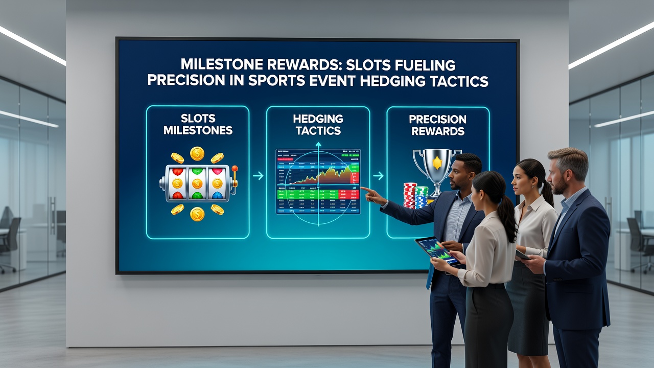 Analytics dashboard overlay showing slot milestone progress bars connected to sports betting hedge ratio calculations