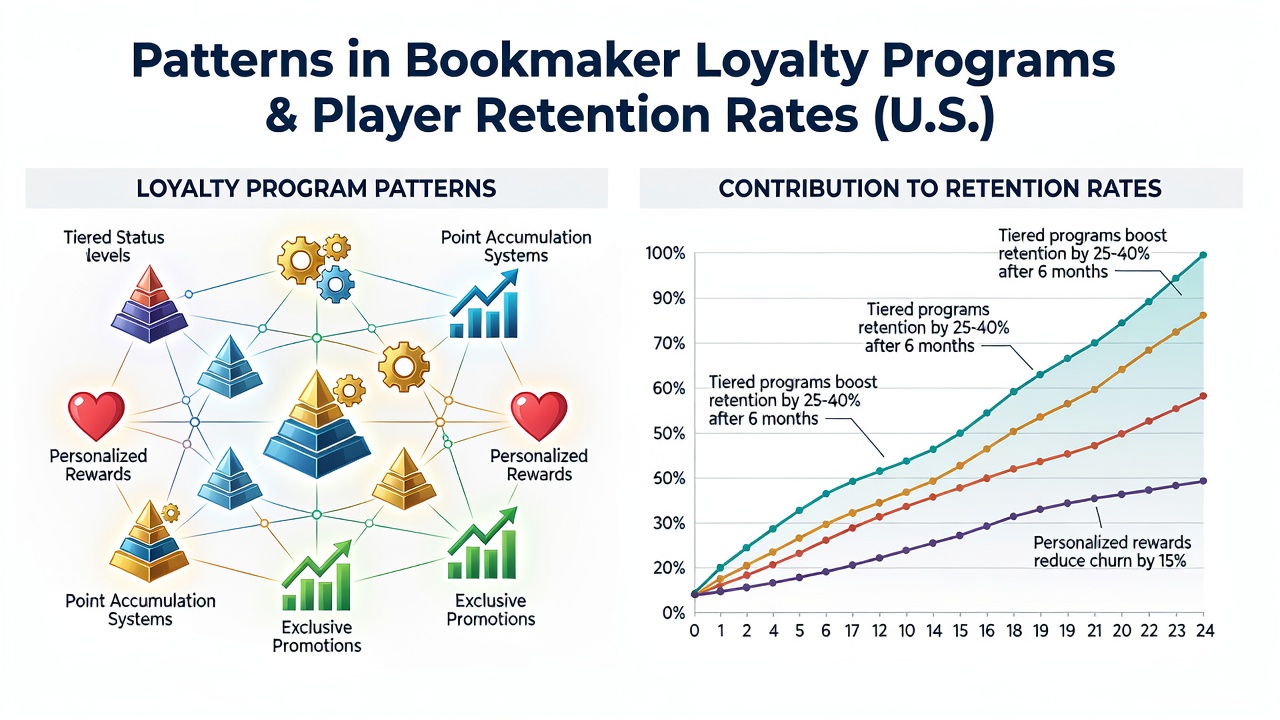 Infographic displaying retention rate comparisons between loyalty program members and non-members in UK betting markets