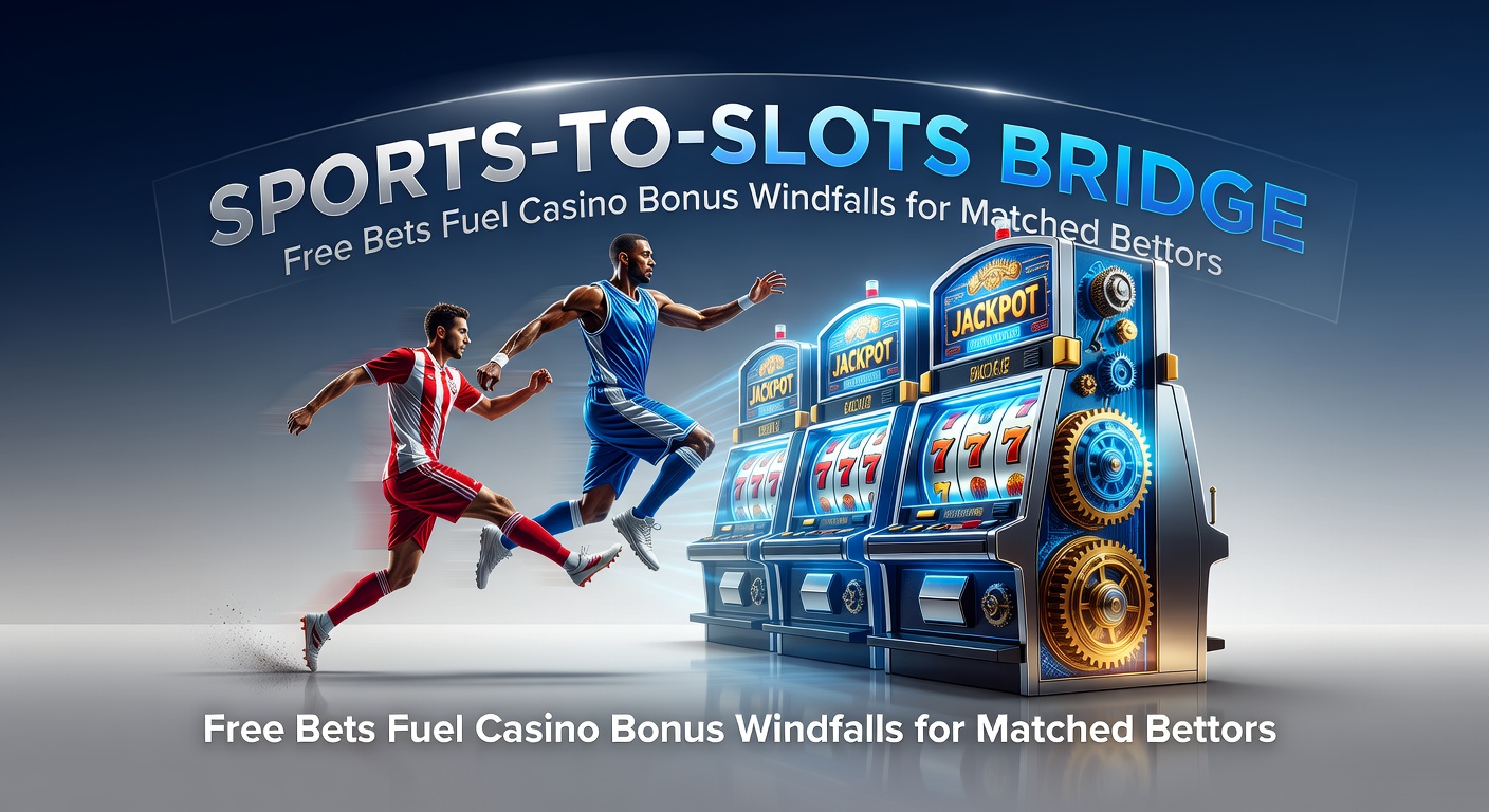 Casino slot machine screen flashing bonus wins beside a sports betting slip, illustrating the matched betting transition