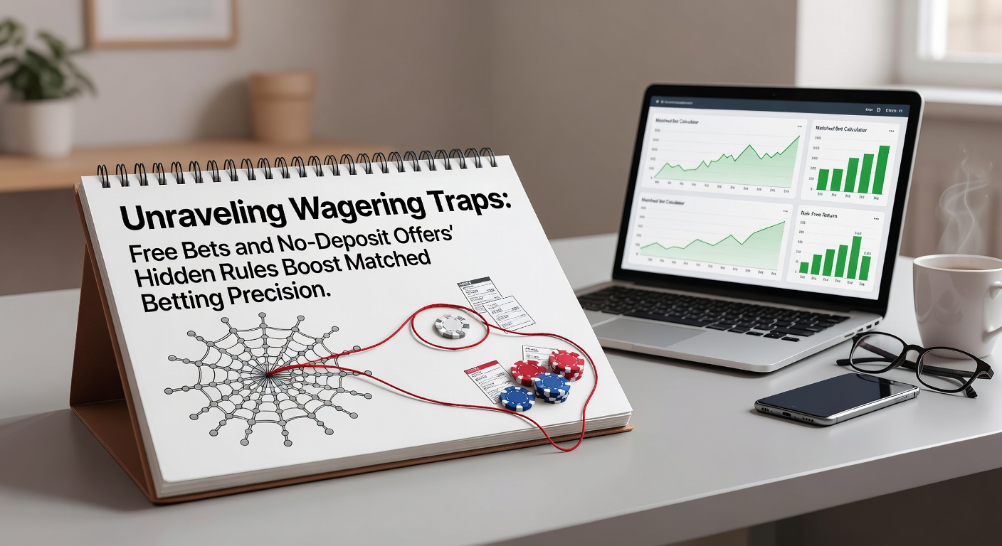 Illustration of a bettor examining fine print on a betting slip amidst stacked free bet chips